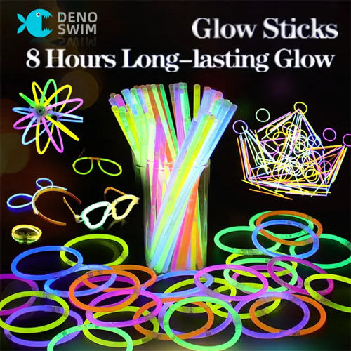 Deno Swim Premium Glow Sticks Party Pack (50pcs in 1 Box) – 8 Hours Long-Lasting Glow