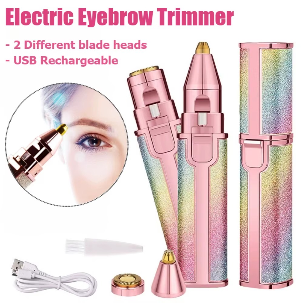 Electric Eyebrow Trimmer for Women 2 In1 Rechargeable Facial Hair Removal and Eyebrow Shaver Painless Face Razor Body Epilator - Image 3