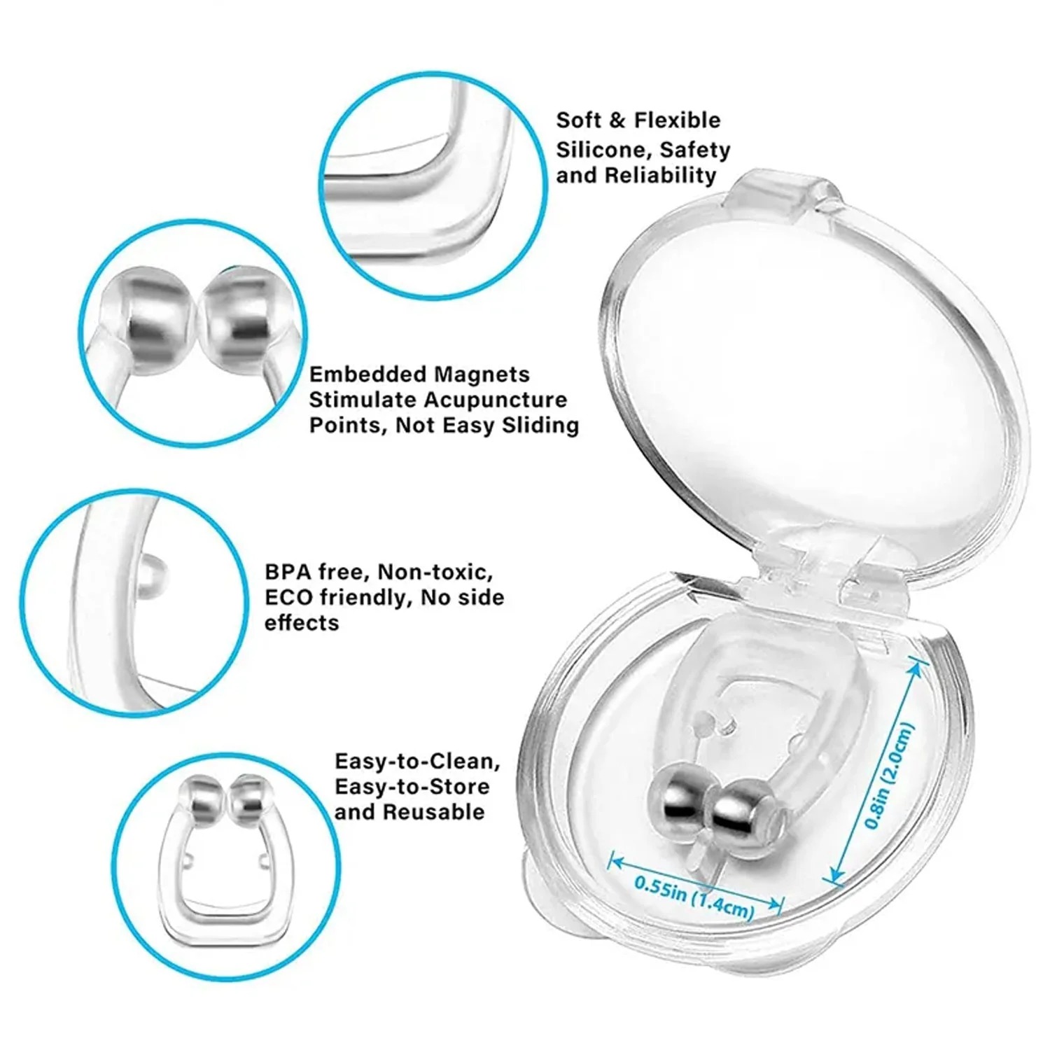 Silicone Magnet Nose Clip – Anti Snore Device for Sleeping, Best Quality, Pack of 4 - Image 3