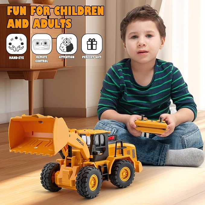 The Perseids Remote Control Bulldozer – 1/16 Scale 11 Channel Heavy RC Construction Toy with Lights & Sound, Yellow - Image 3