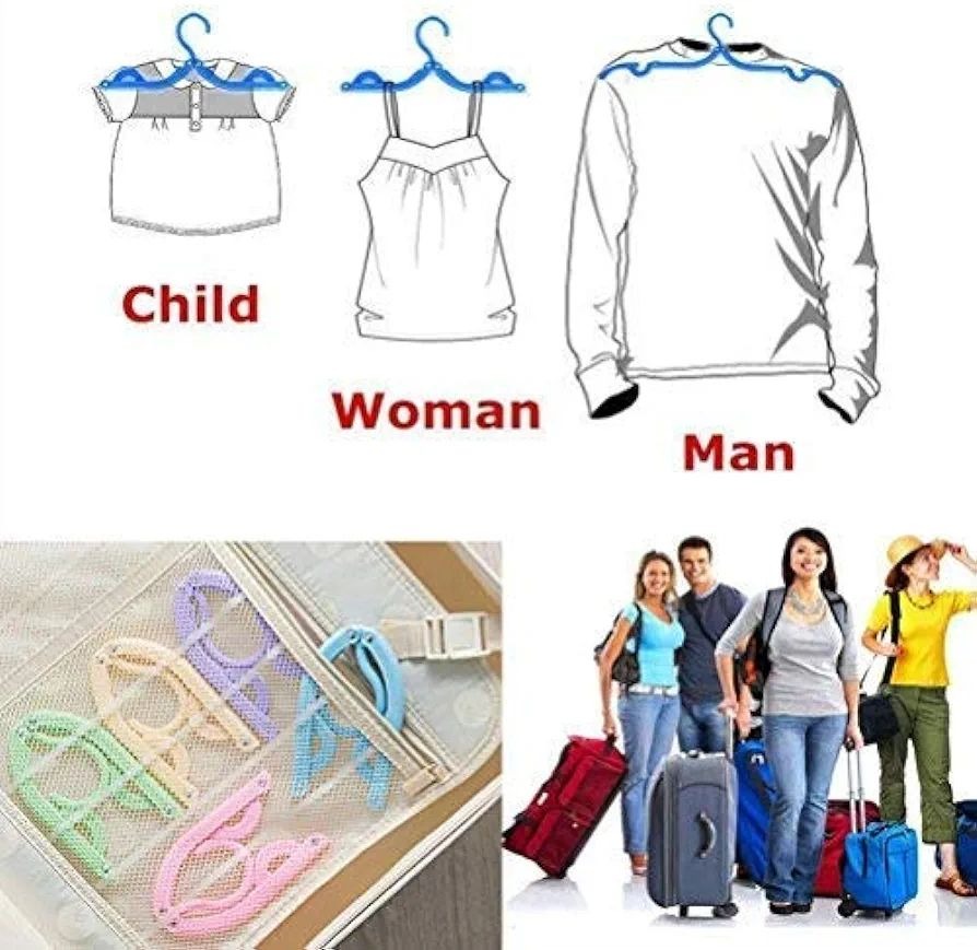 Portable Folding Clothes Hangers with Slots – Pack of 10 Durable Travel-Friendly Hangers. ( Random Colour ) - Image 4