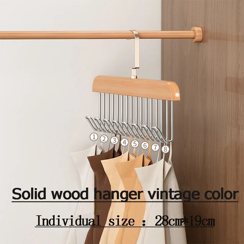 8 Hooks Multi-function Wooden Caps, Belts, Tie Hanger – Strong No Trace Storage Rack(Random Colour) - Image 5