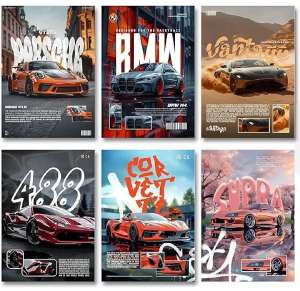 6Pcs Car Frames Photos Tiles With Double Tape Providing Durable Quality Easy Installation