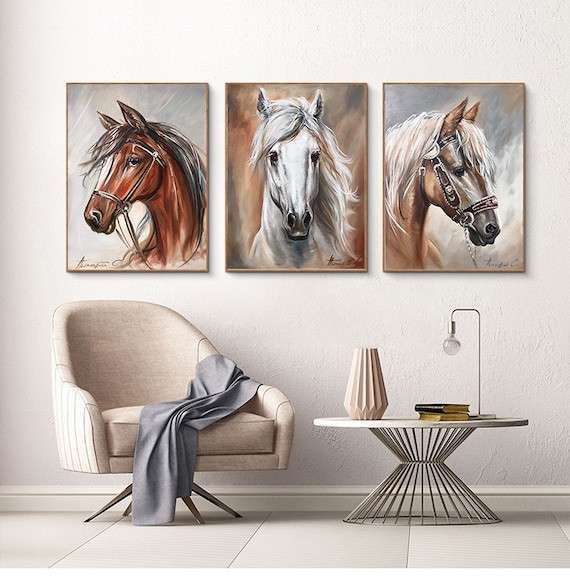 3 Pc Horse Wall Décor Photo Tiles | Elegant Design | Self‑Adhesive Double Tape | Size 8x11 | Premium Finish - Image 2