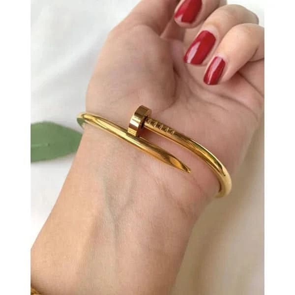 QVT-139 Cartier Nail Bangle – Stainless Steel | Iconic Luxury Design (Golden) - Image 3