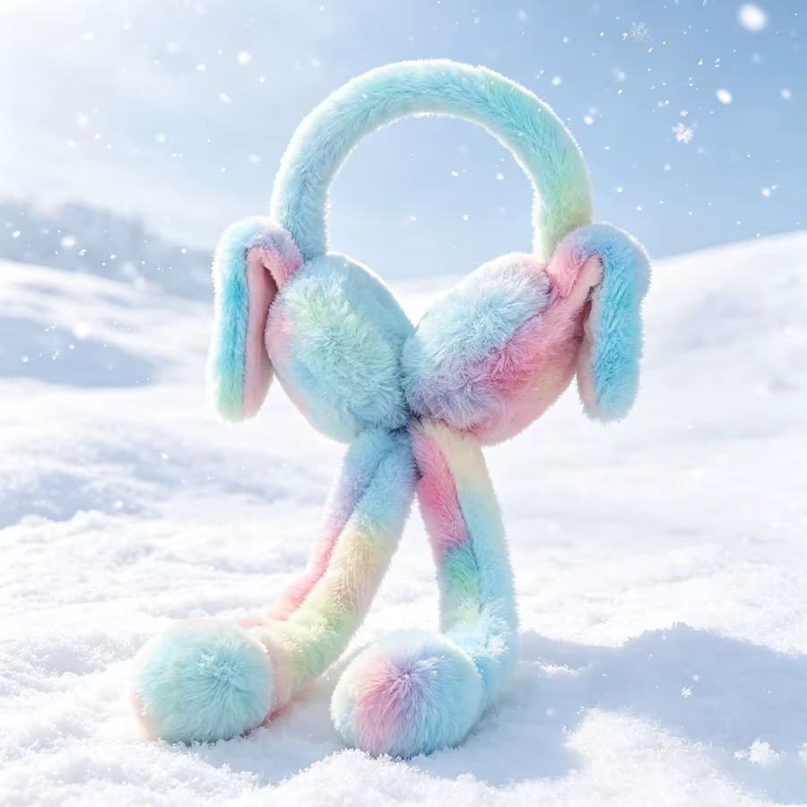 Cute Plush Bunny Ear Muffs – Soft Winter Ear Warmers with Cute Rabbit Ear Detail - Random Color - Image 3