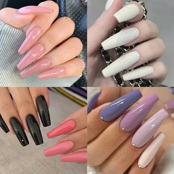 576 pcs nails with box ,Reusable Artificial nails, 24 different colours, beautiful fake nails With Glue for Girls Women (Random color) - Image 2